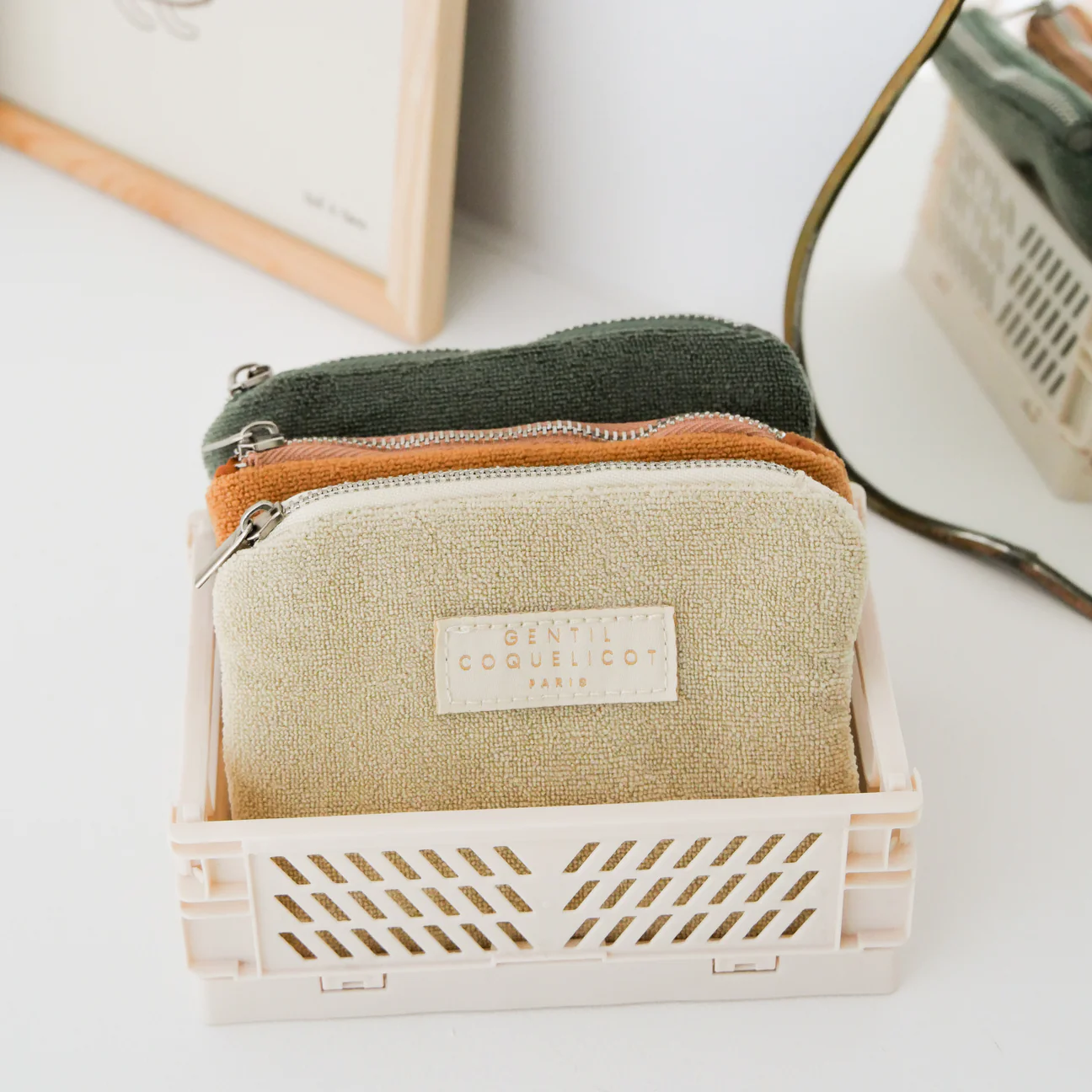 Pochette éponge beige