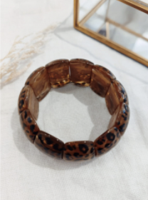 Bracelet élastique résine léopard