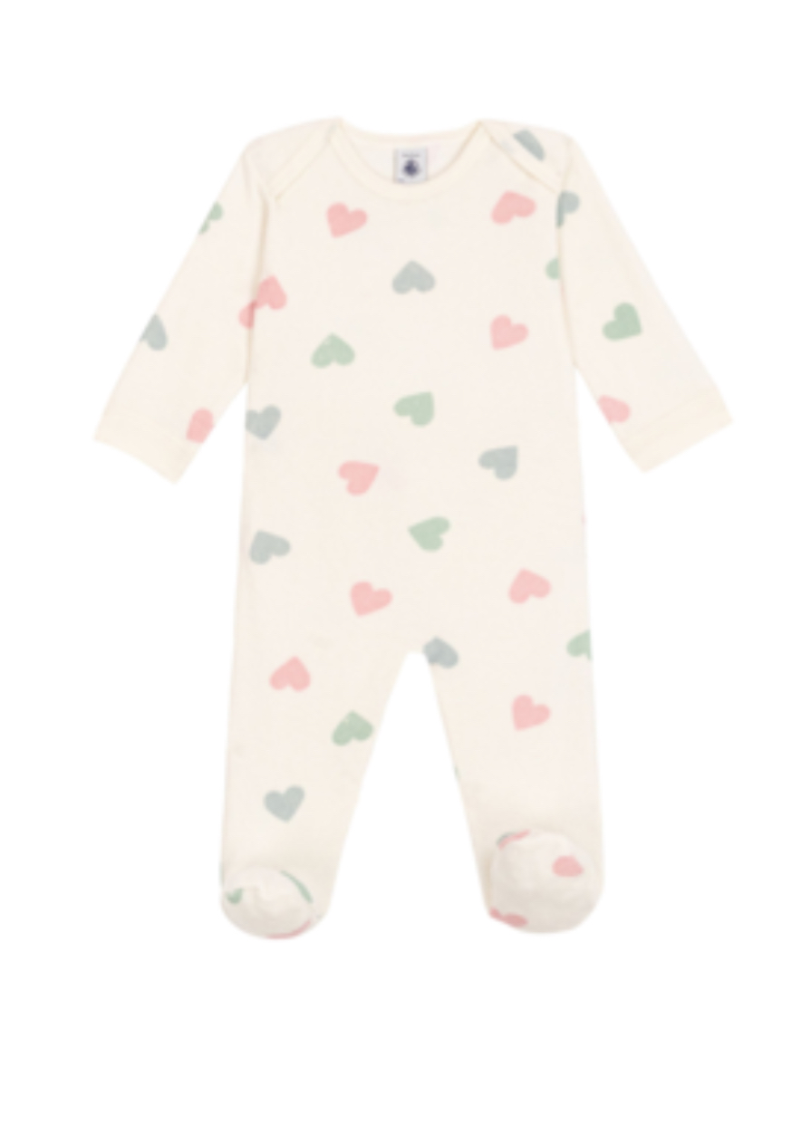 Pyjama bébé en coton éponge ouverture sans pression imprimé cœurs — 6 mois