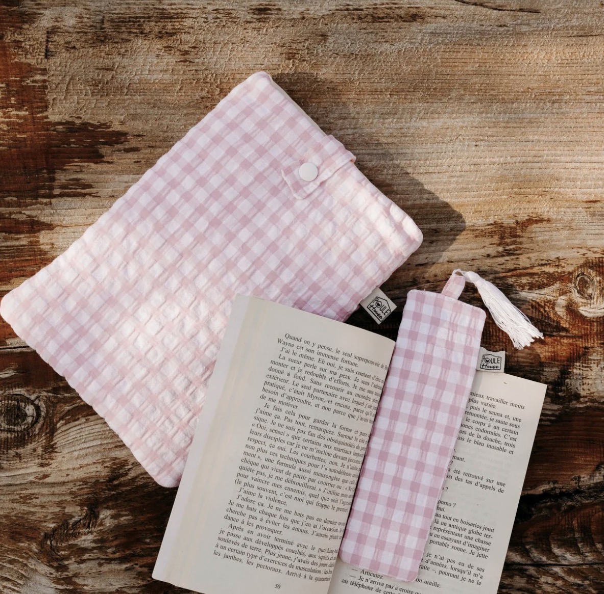 Pochette pour livre de poche + marque-page - Vichy