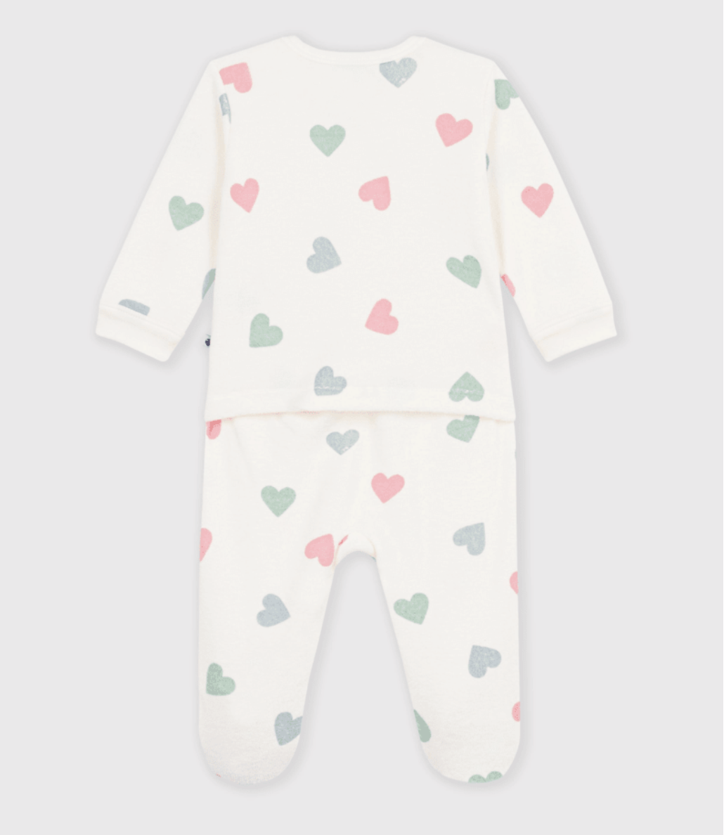 Pyjama bébé en coton éponge ouverture sans pression imprimé cœurs 4