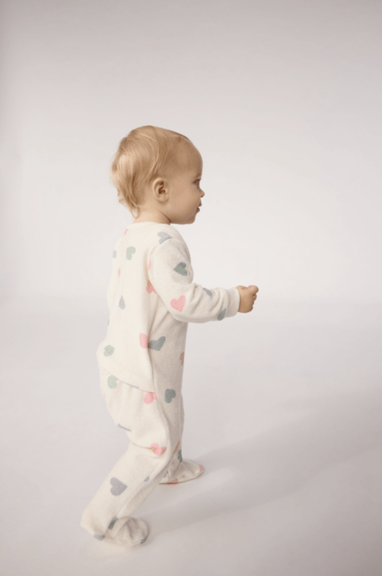 Pyjama bébé en coton éponge ouverture sans pression imprimé cœurs 6