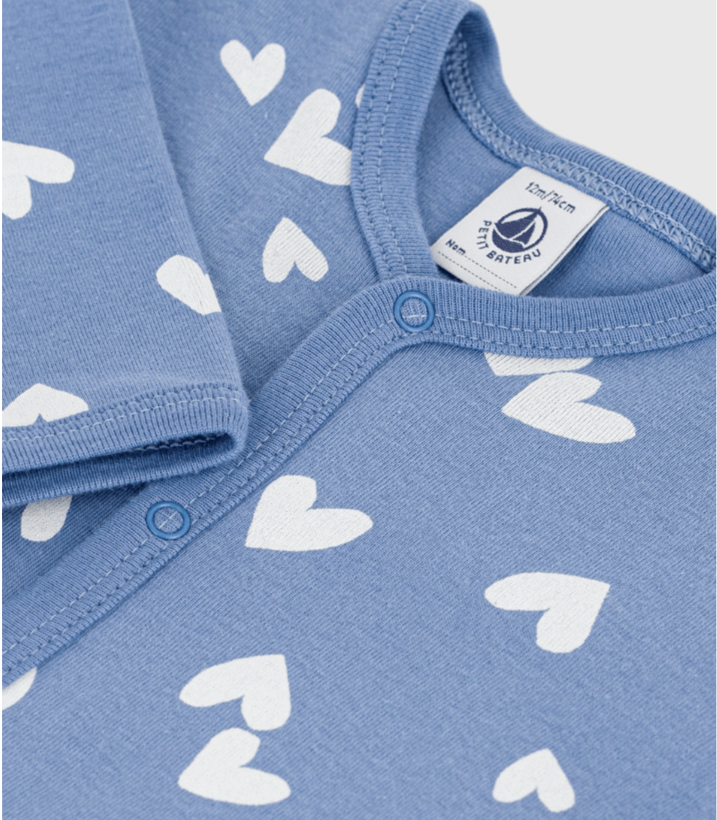 Pyjama bébé en coton sans pieds imprimé cœurs 4