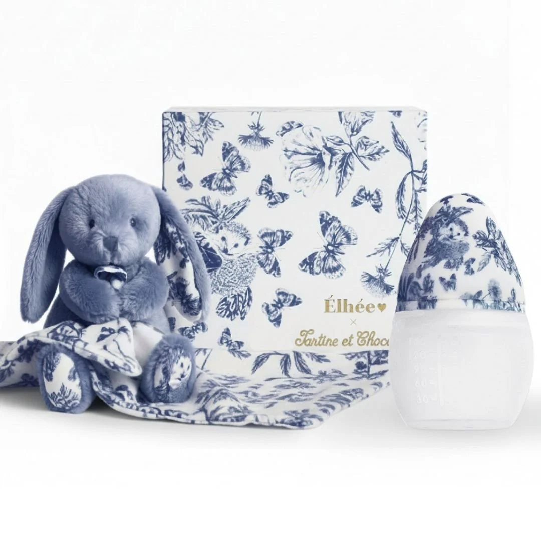 Coffret Biberon + Doudou | Tartine et Chocolat "Toile de Jouy" Bleu