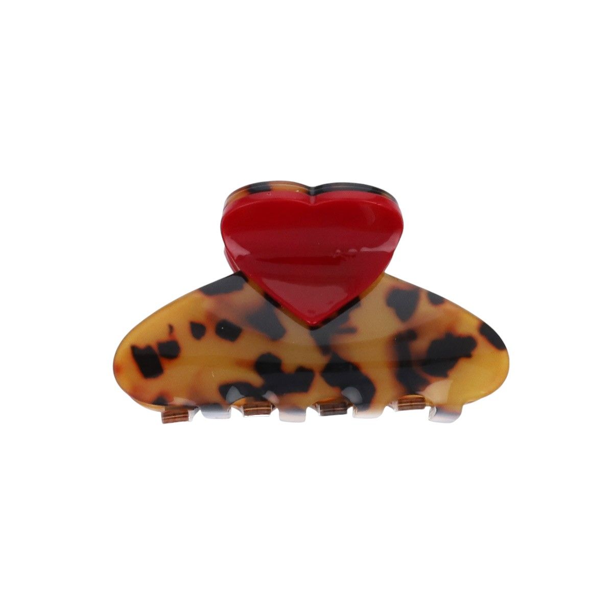 Pince à cheveux crabe léopard cœur rouge