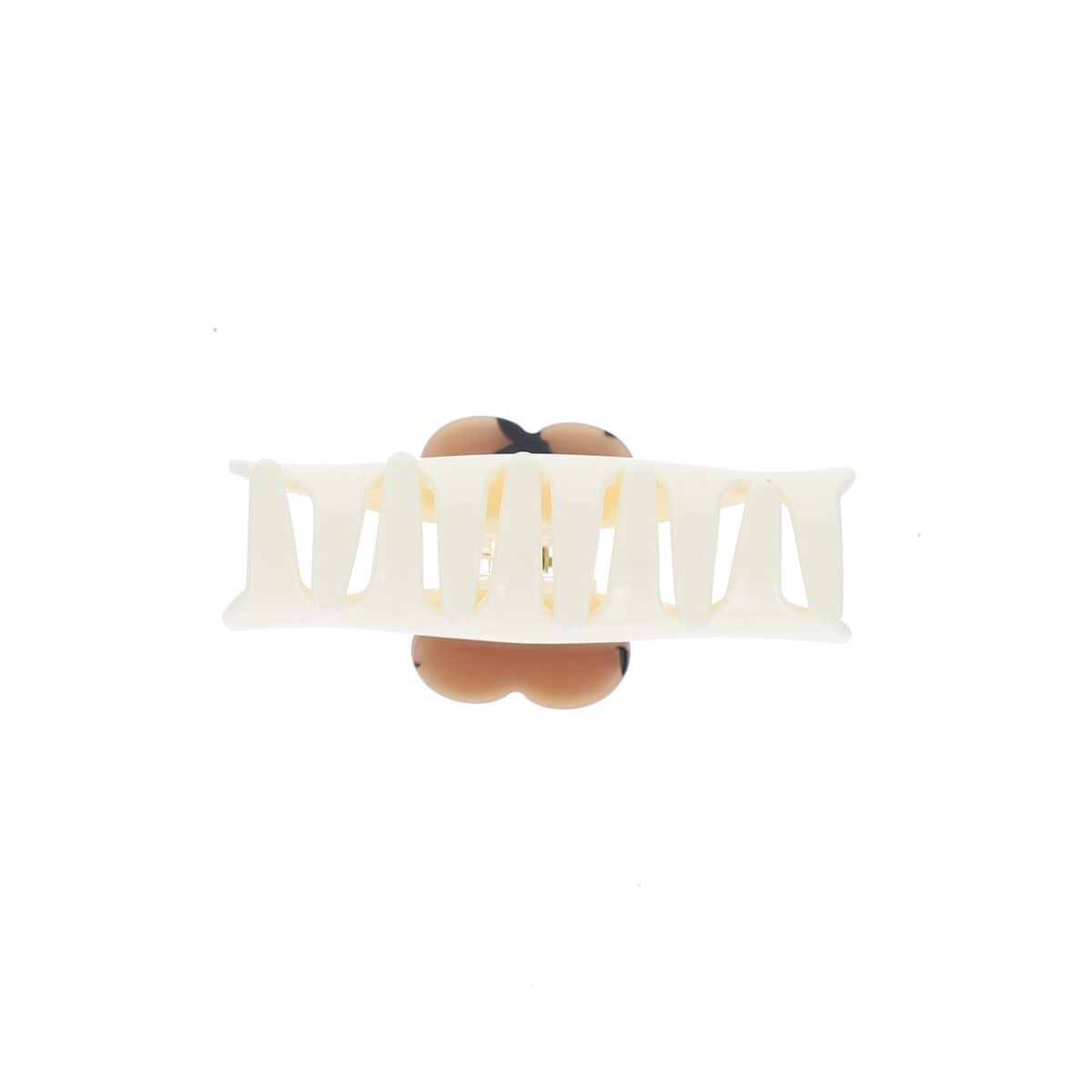 Pince à cheveux crabe crème coeur léopard 2