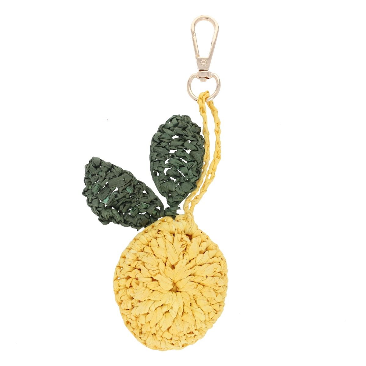 Porte-clés en raphia citron jaune