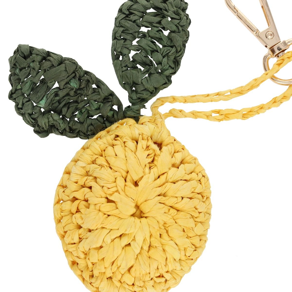 Porte-clés en raphia citron jaune 2