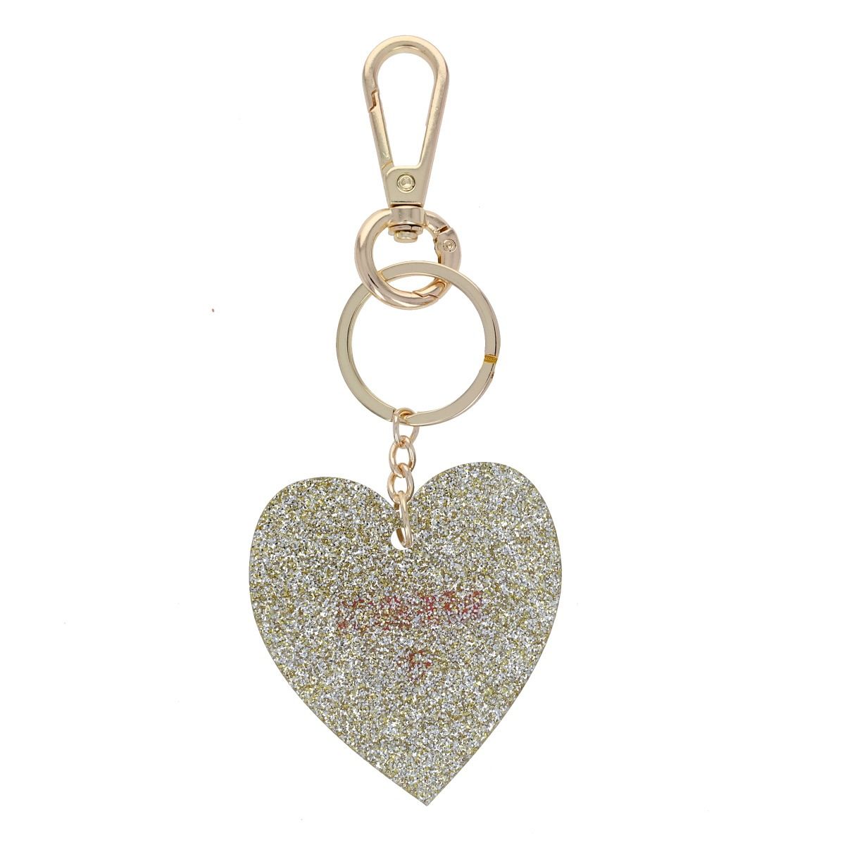 Porte-clé en résine coeur à paillettes merci 2