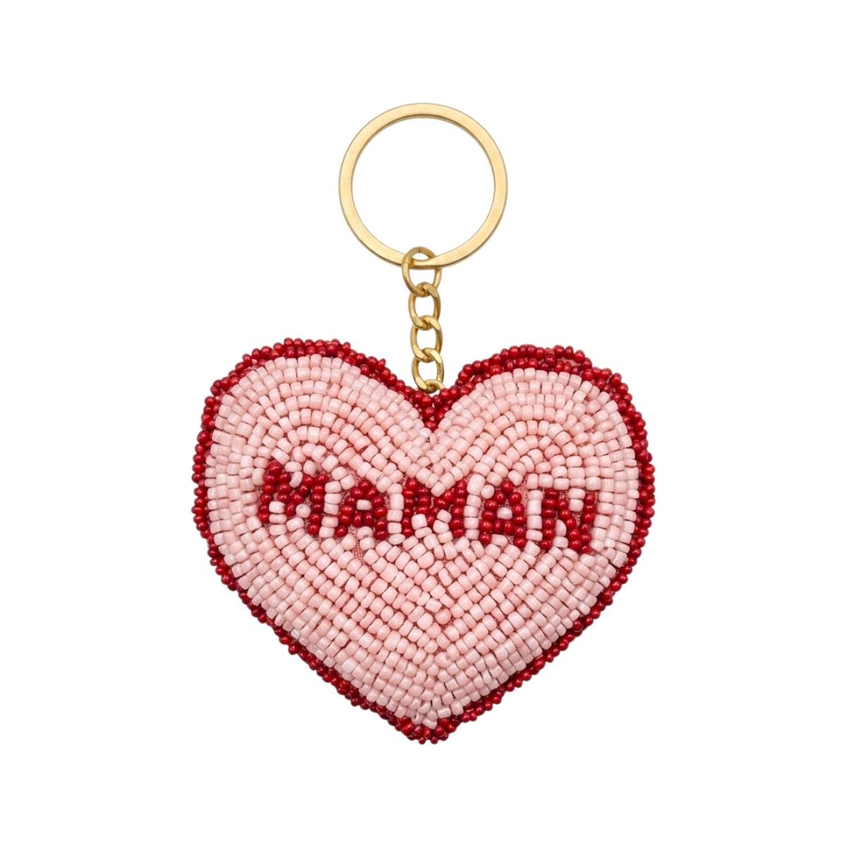 Porte-clés en perles cœur rose "Maman" rose - Paraty