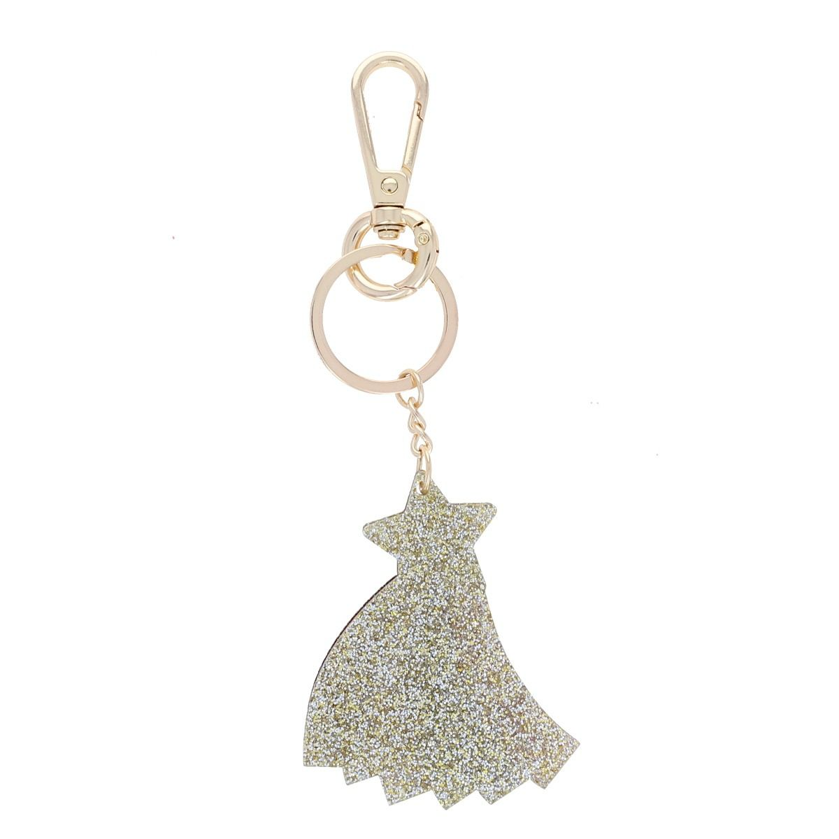 Porte-clés en résine étoile filante multicolore à paillettes 2