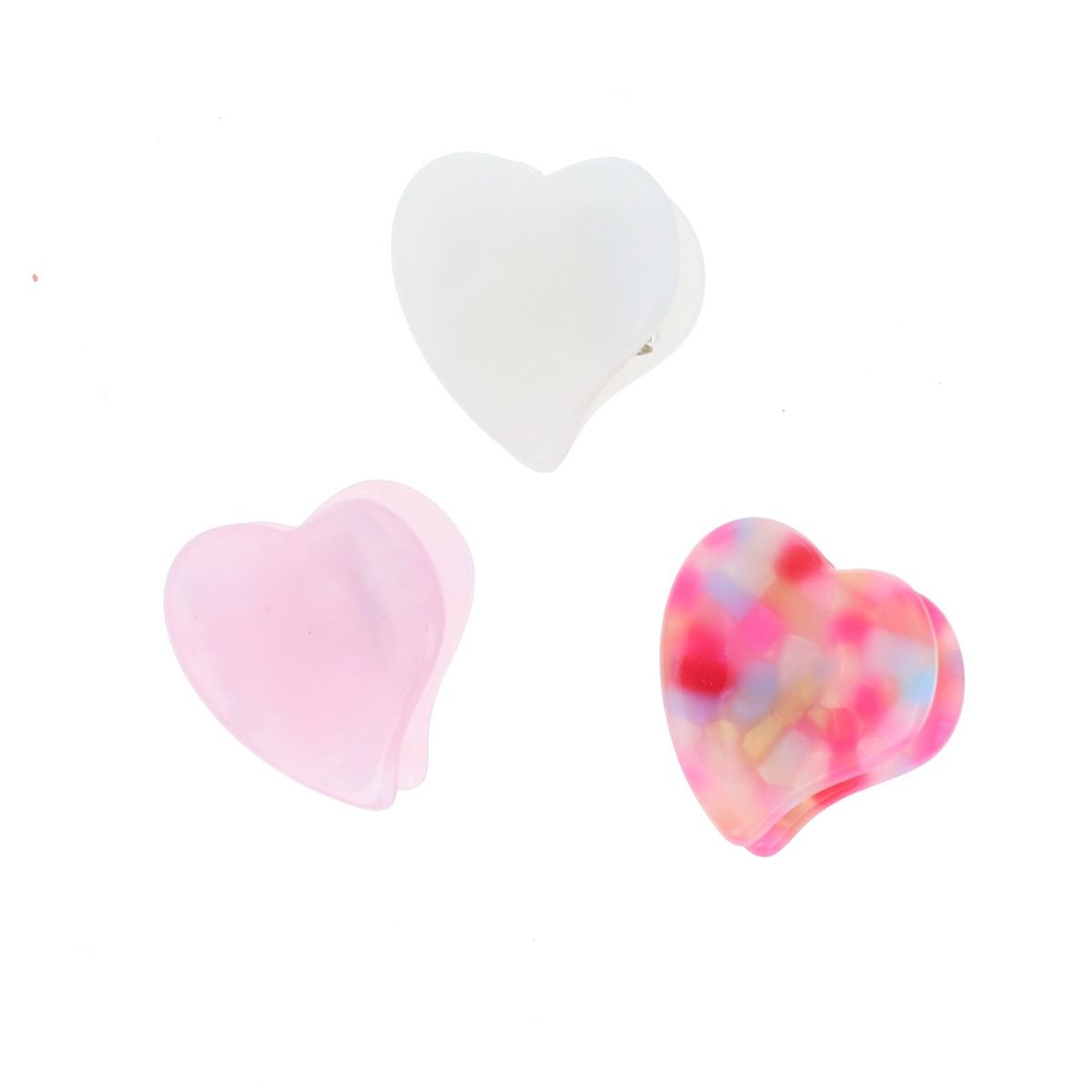 Lot de 3 pinces petits cœurs rose nacré 3