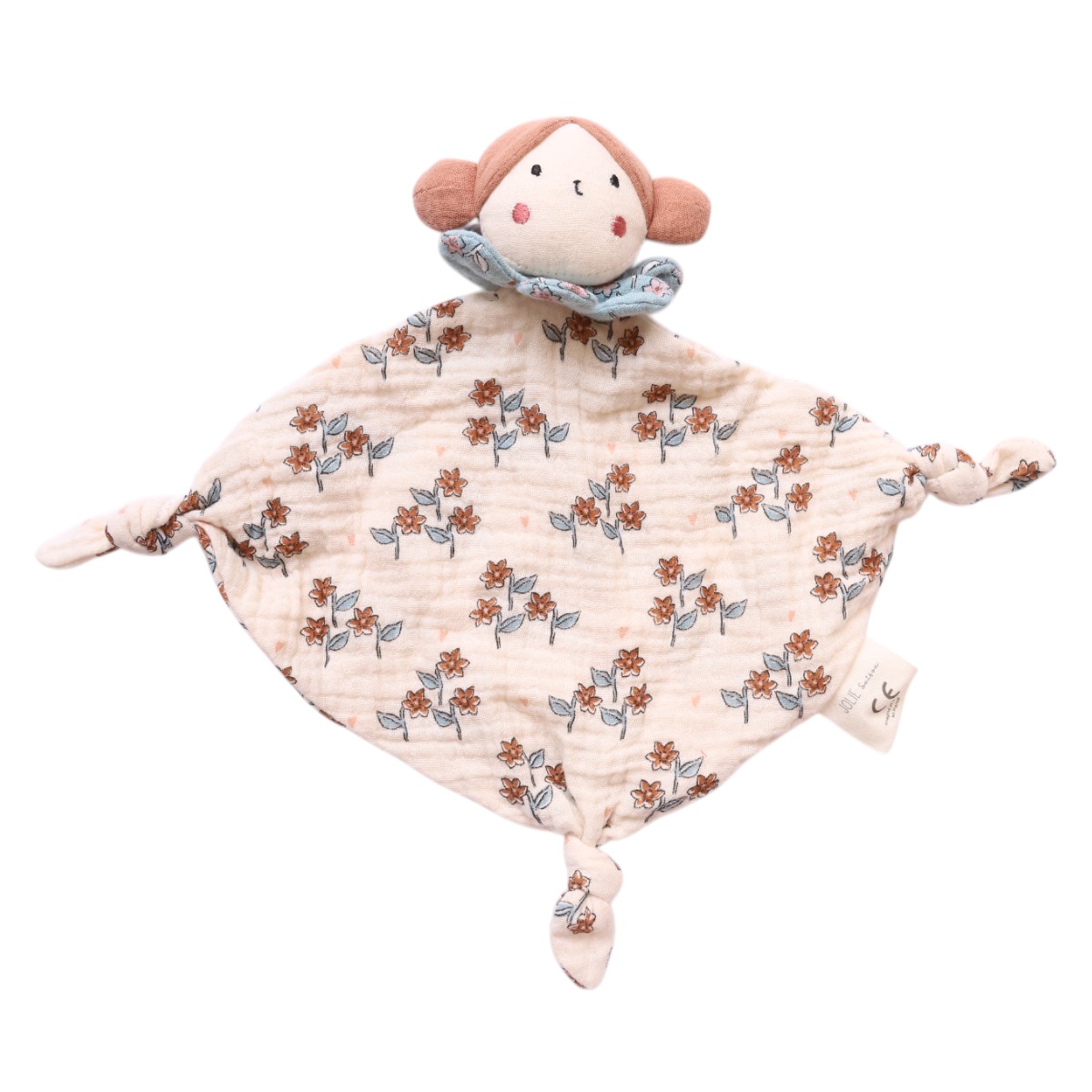 Doudou plat fleuri poupée - À la cueillette