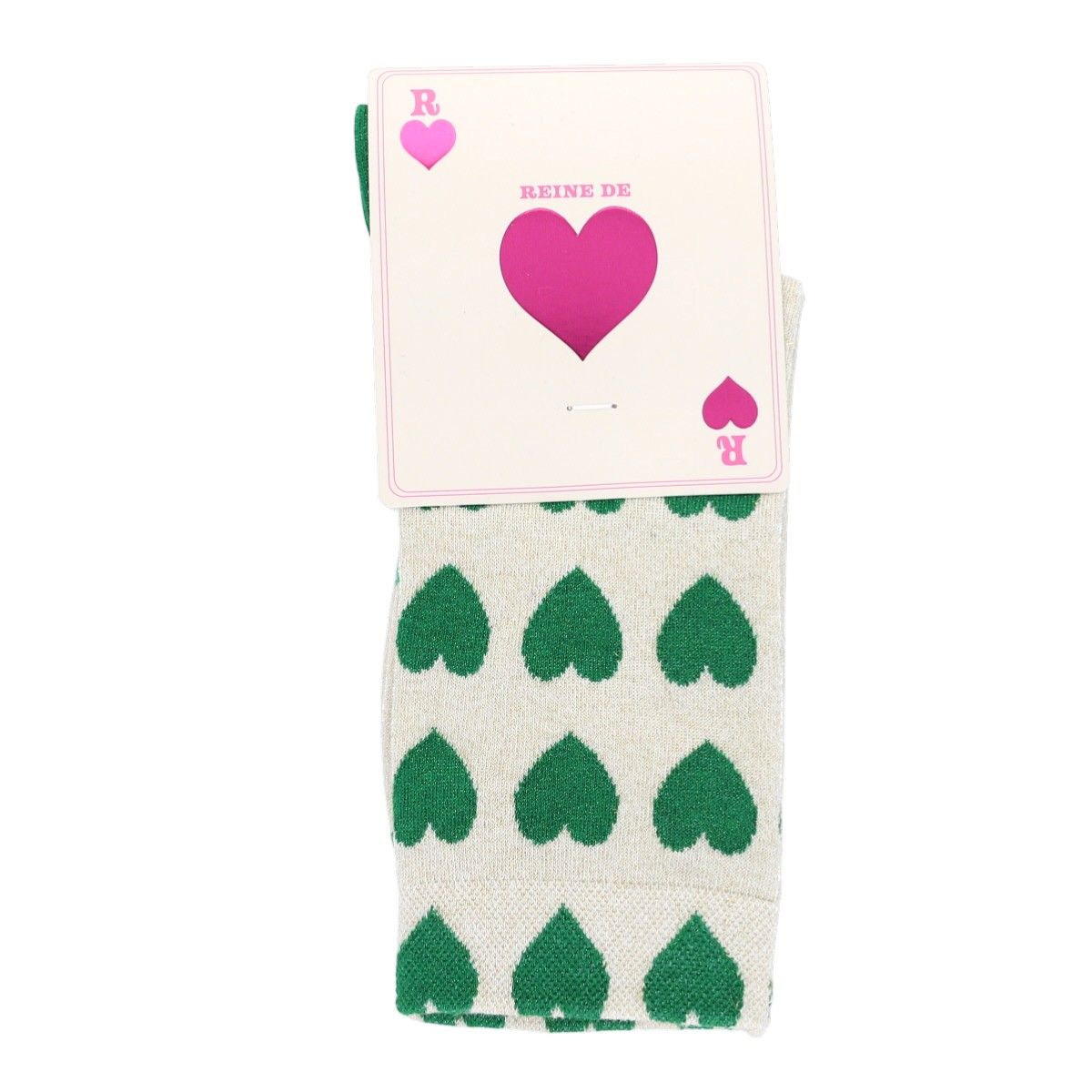 Chaussettes femme à paillettes coeurs verts 2