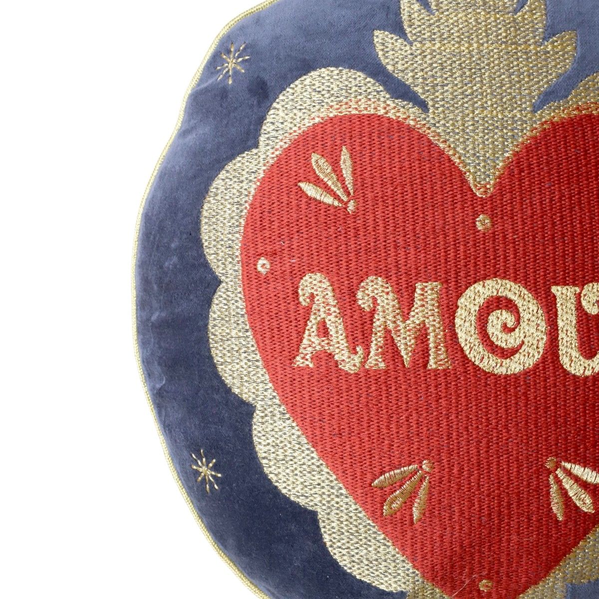 Coussin en velours brodé cœur ex-voto - La bonne aventure 2