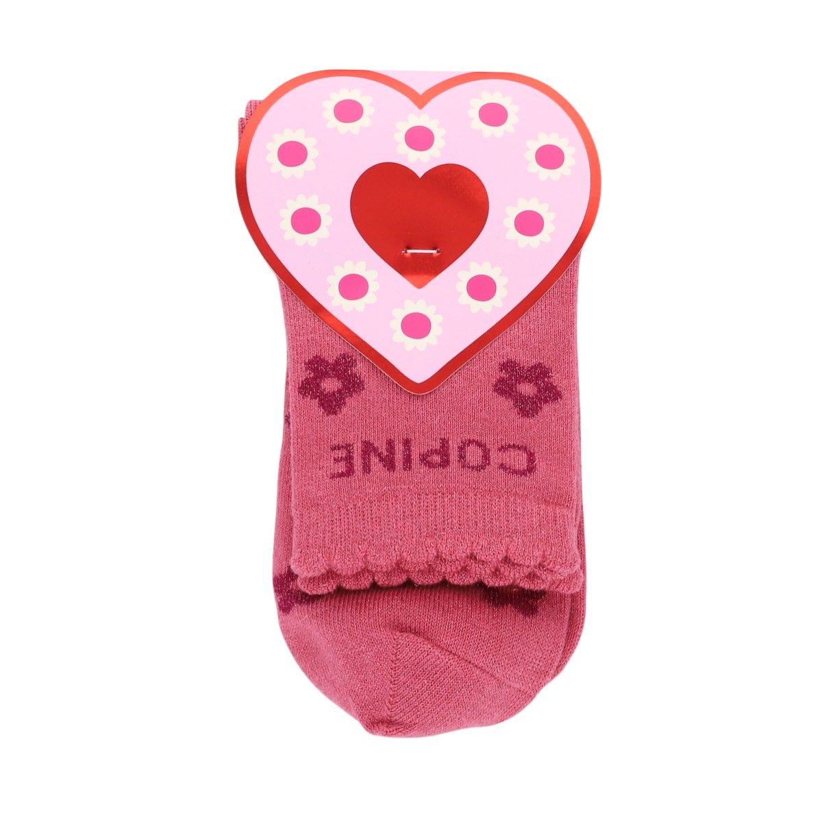 Chaussettes enfant à paillettes roses fleurs "Copine" 31-34 2