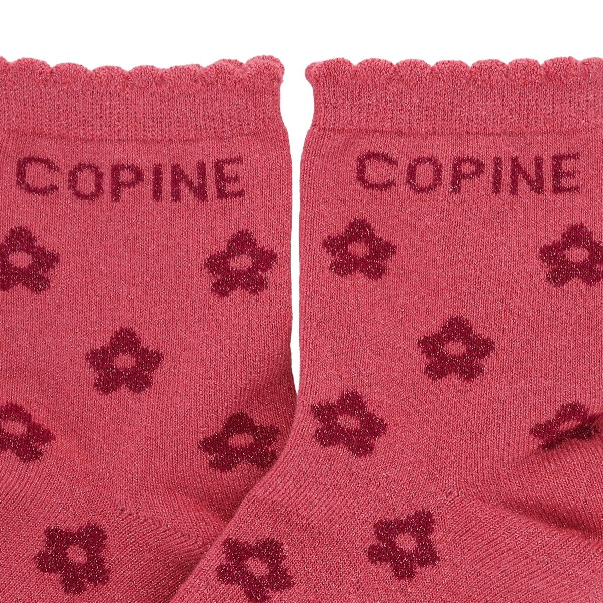 Chaussettes enfant à paillettes roses fleurs "Copine" 31-34 3