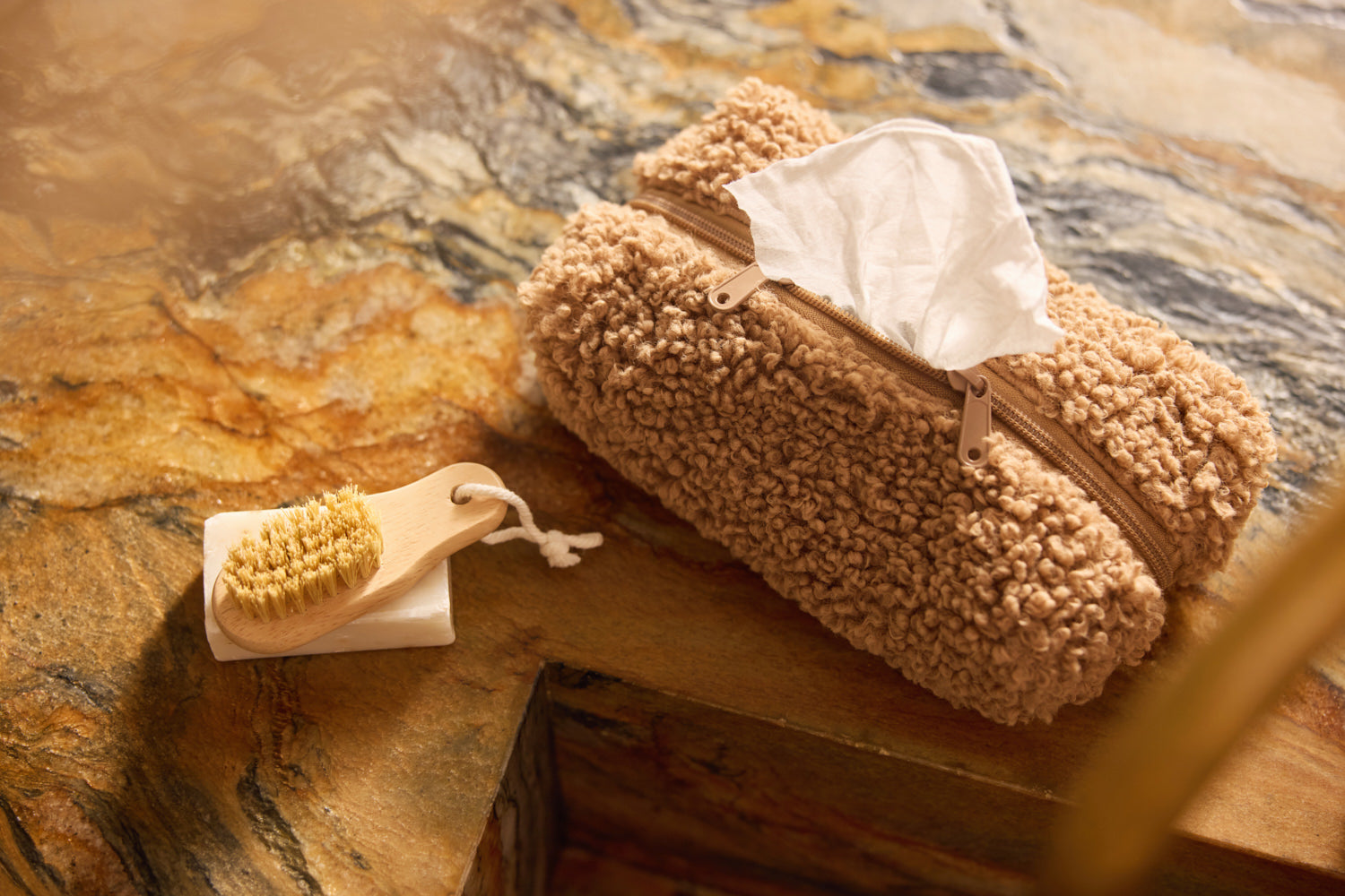 Housse pour lingettes bouclette camel 7