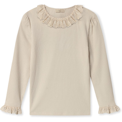 Blouse beige avec col en pointelle 2