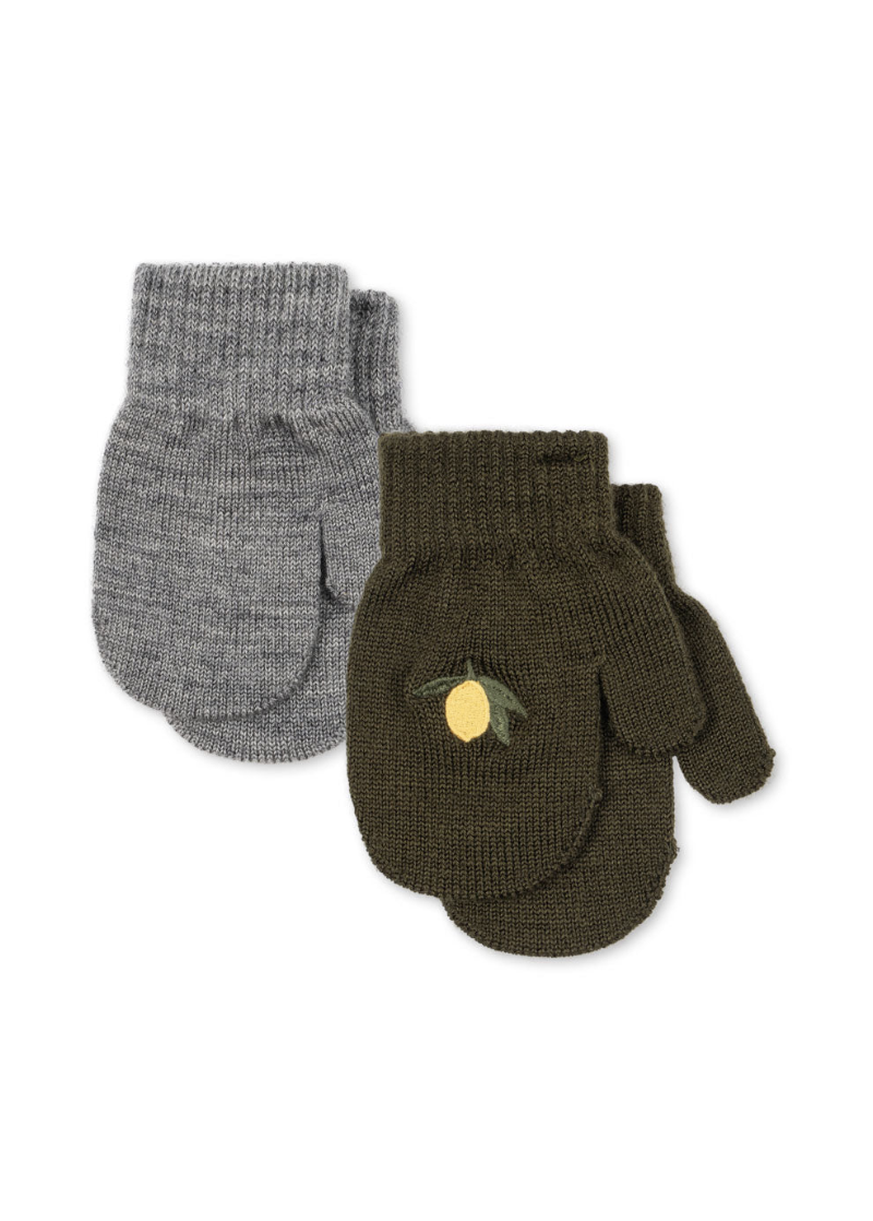Paires de moufles marron et gris x2 