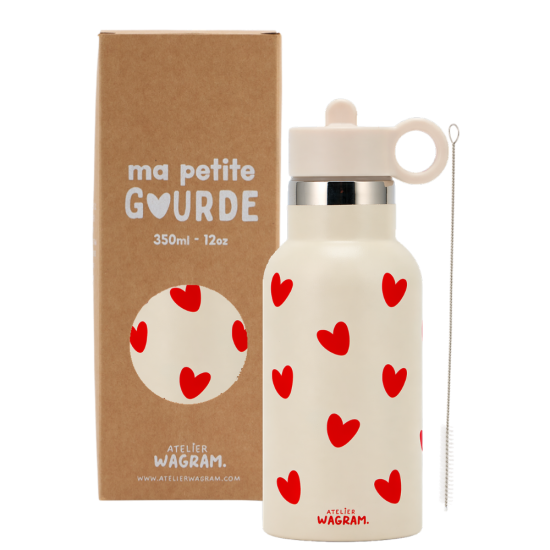 Gourde acier inox coeurs 2