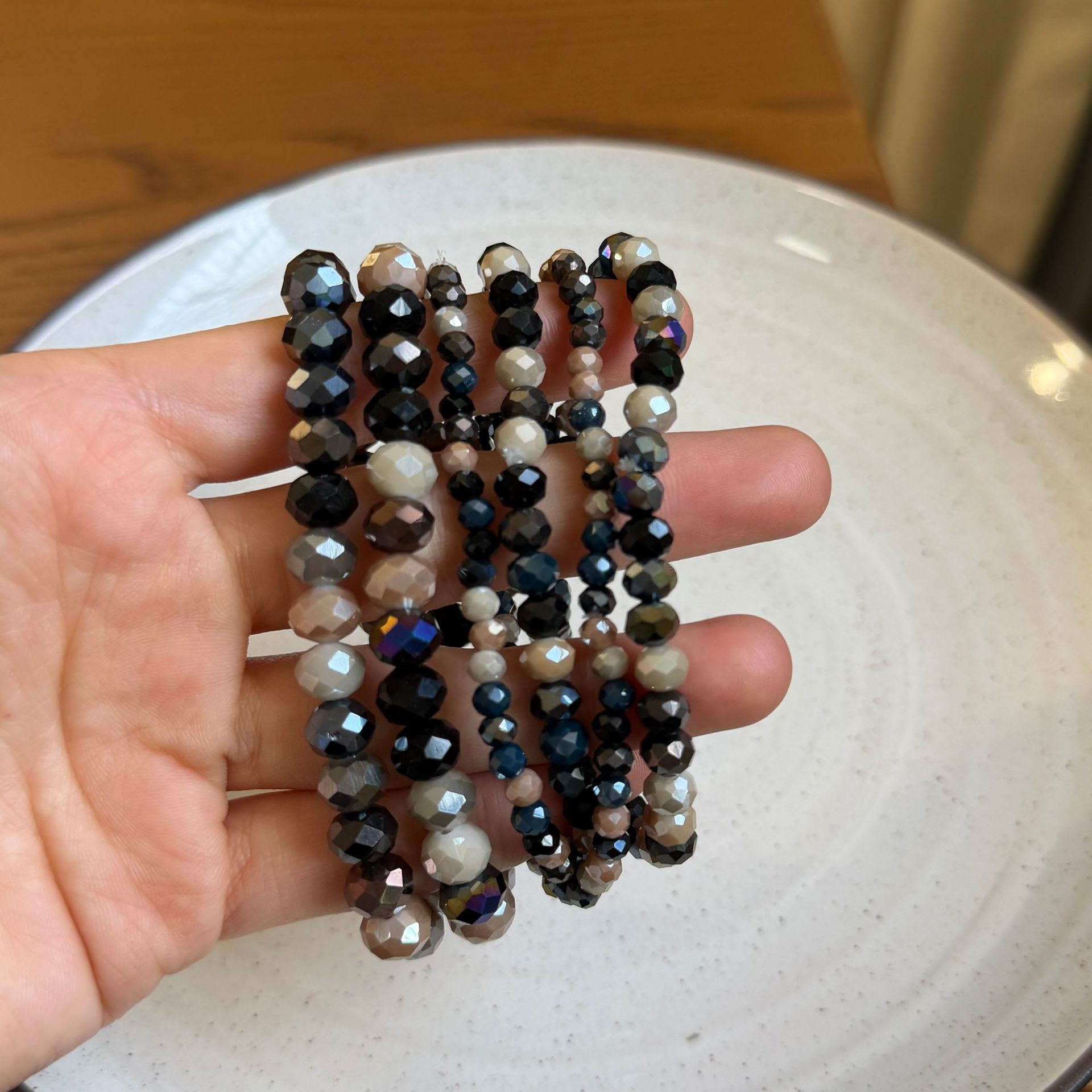 Bracelet tricolore noir/beige/bronze 2