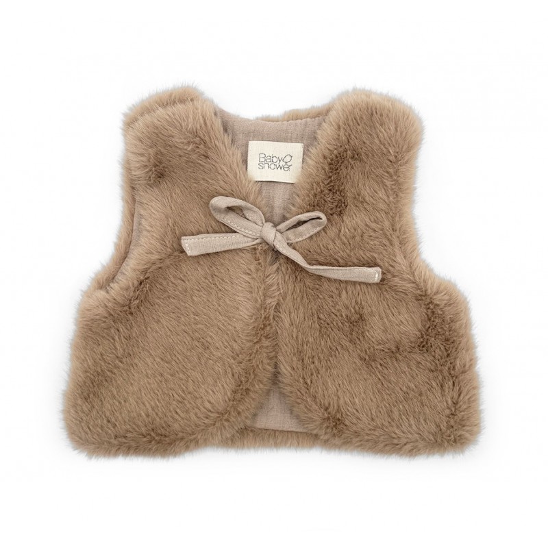 Gilet bebé en fourrure beige 2