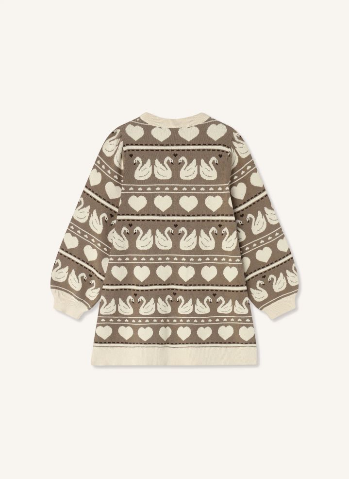 Robe maille FLIINK Lovely cygnes coton bio écru 