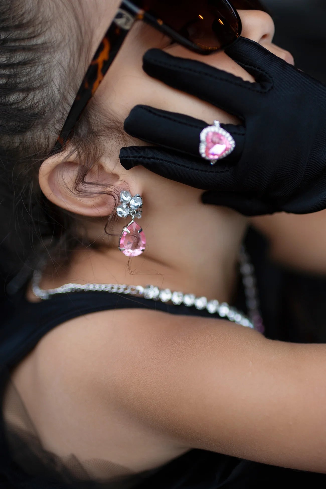 Set de 4 bijoux Marilyn rose/argent 5