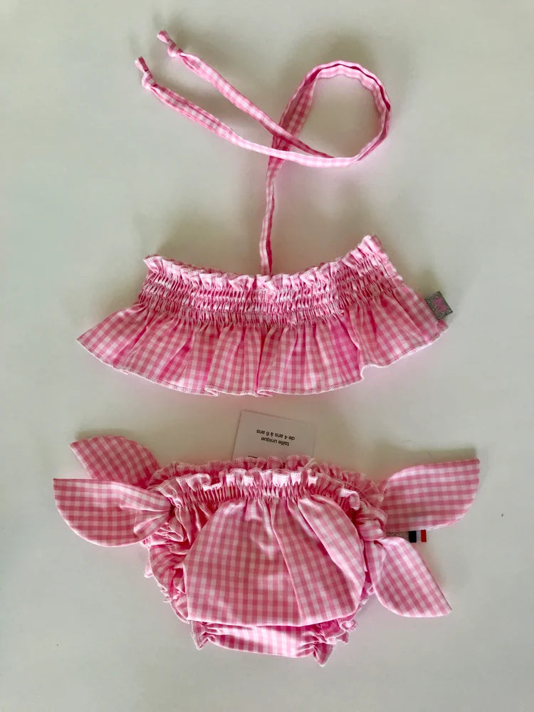 Haut de maillot vichy rose