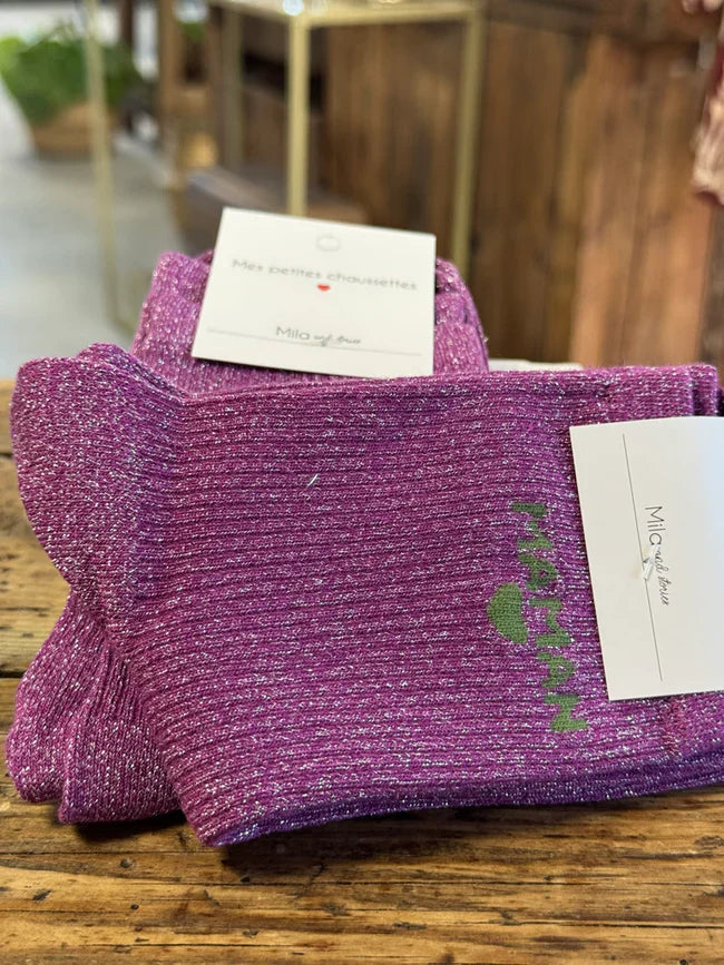 Chaussettes femme Maman violet 2
