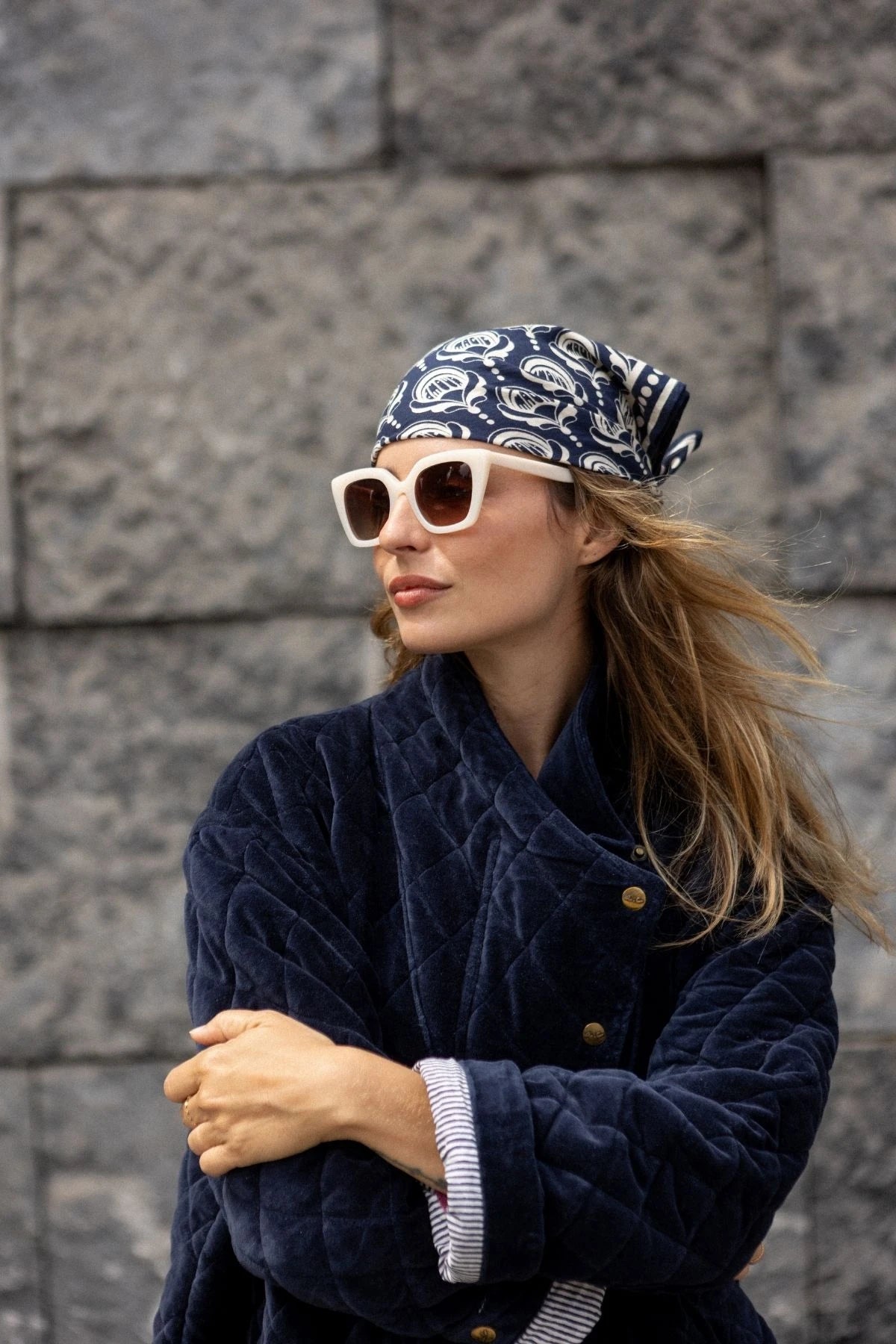 Manteau Jiya Velours Lisse Navy 2
