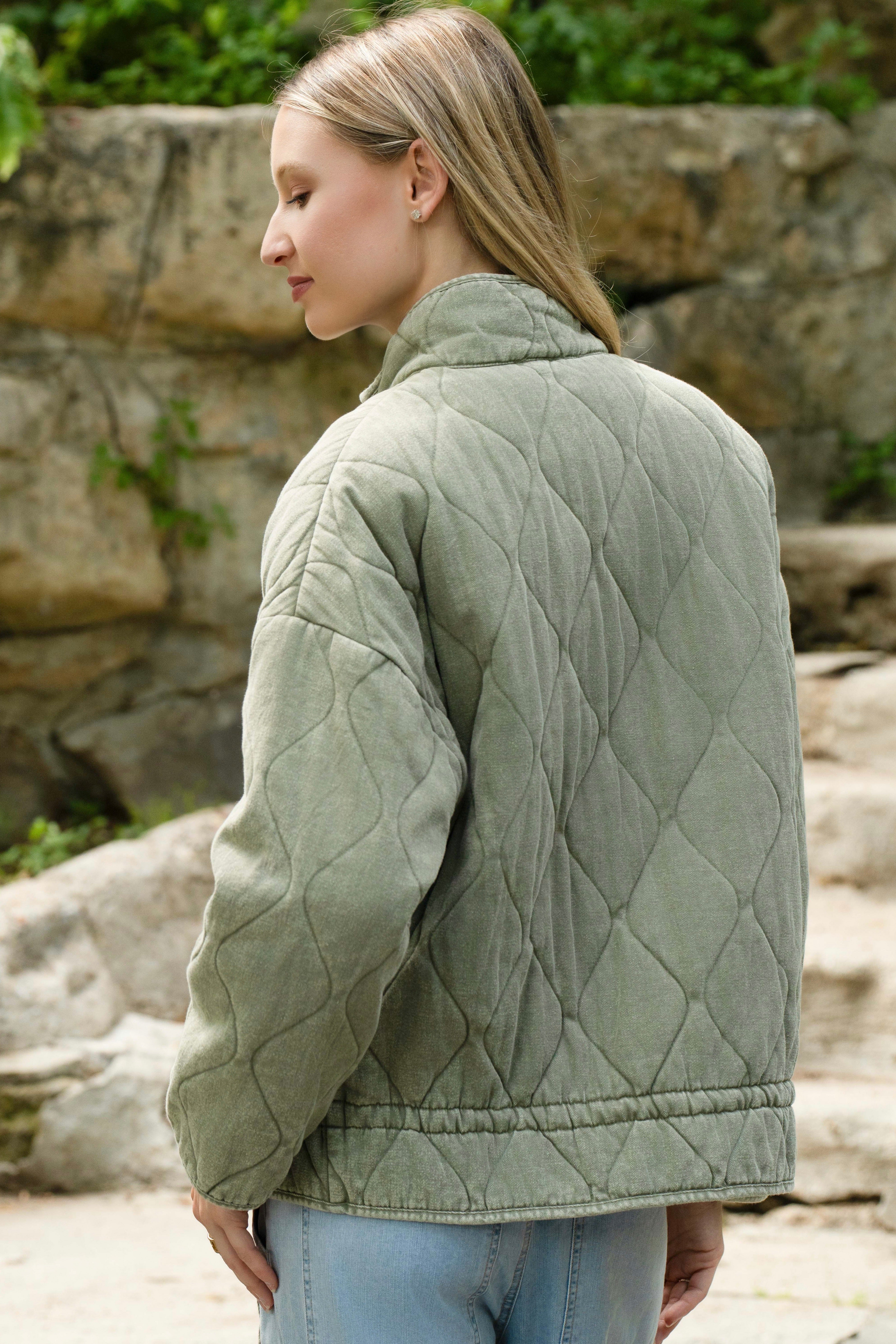 Blouson en Jean vert manches longues 2