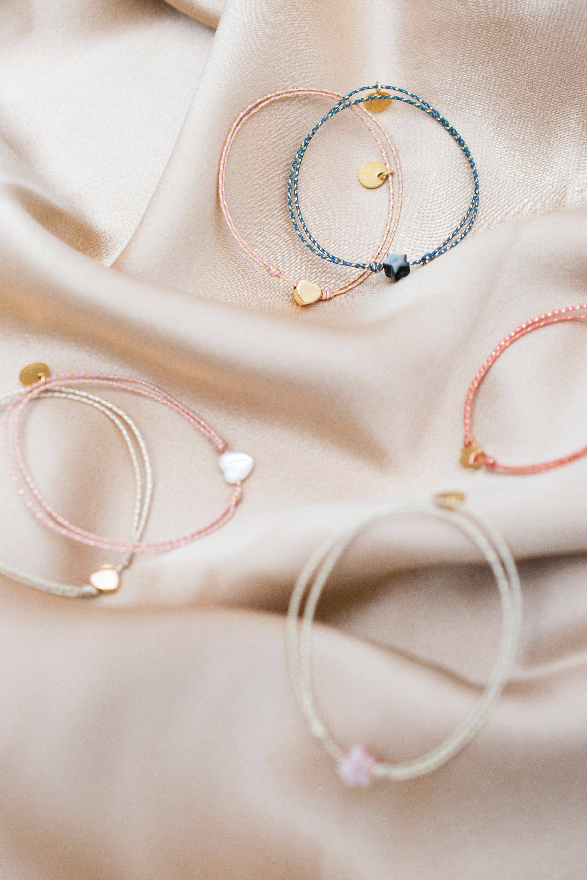 Bracelet Céleste rose COEUR doré 2