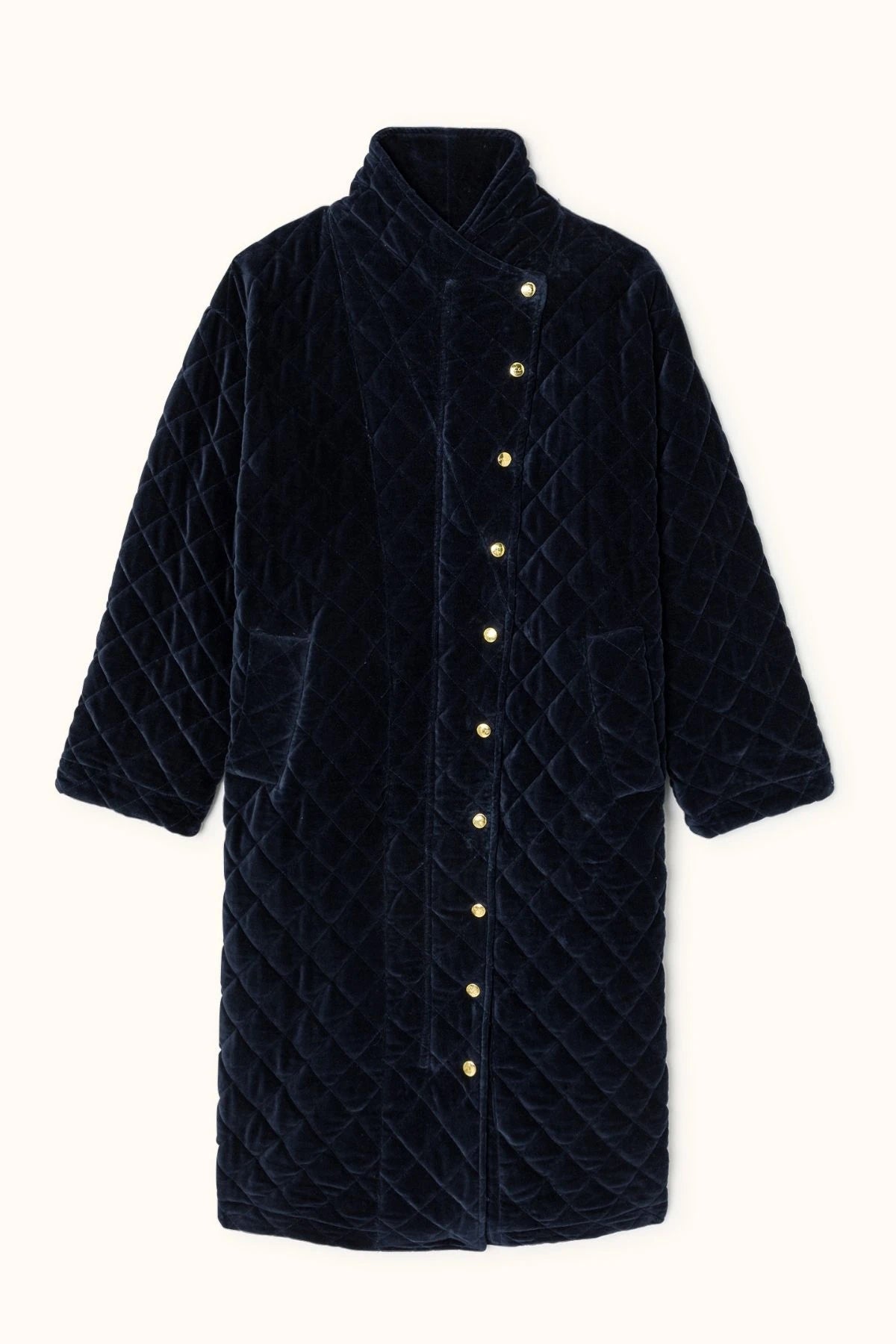 Manteau Jiya Velours Lisse Navy — s
