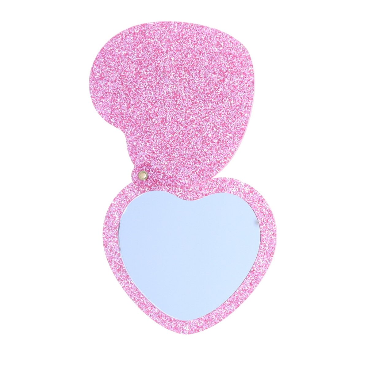 Miroir de poche cœur rose à paillettes 2