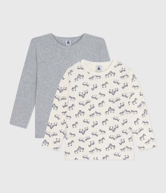 Lot de tee-shirts enfant en coton manches longues imprimé zèbres — 2 ans
