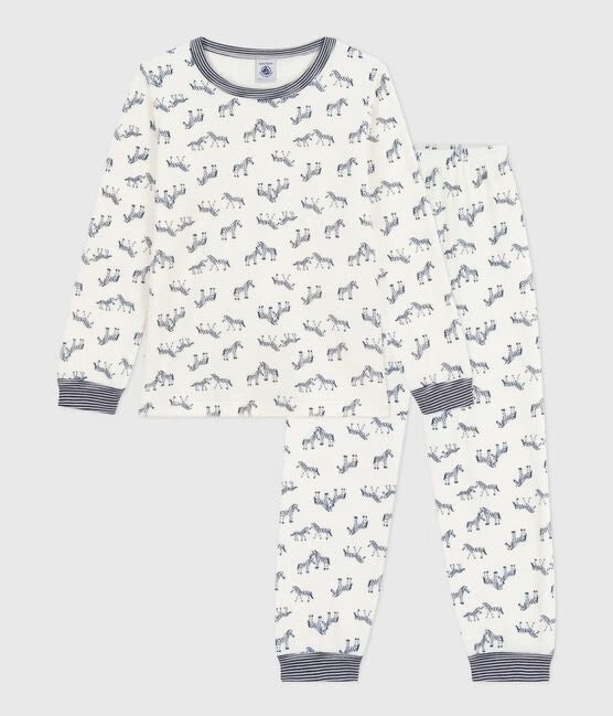 Pyjama enfant en velours imprimé zèbres — 2 ans
