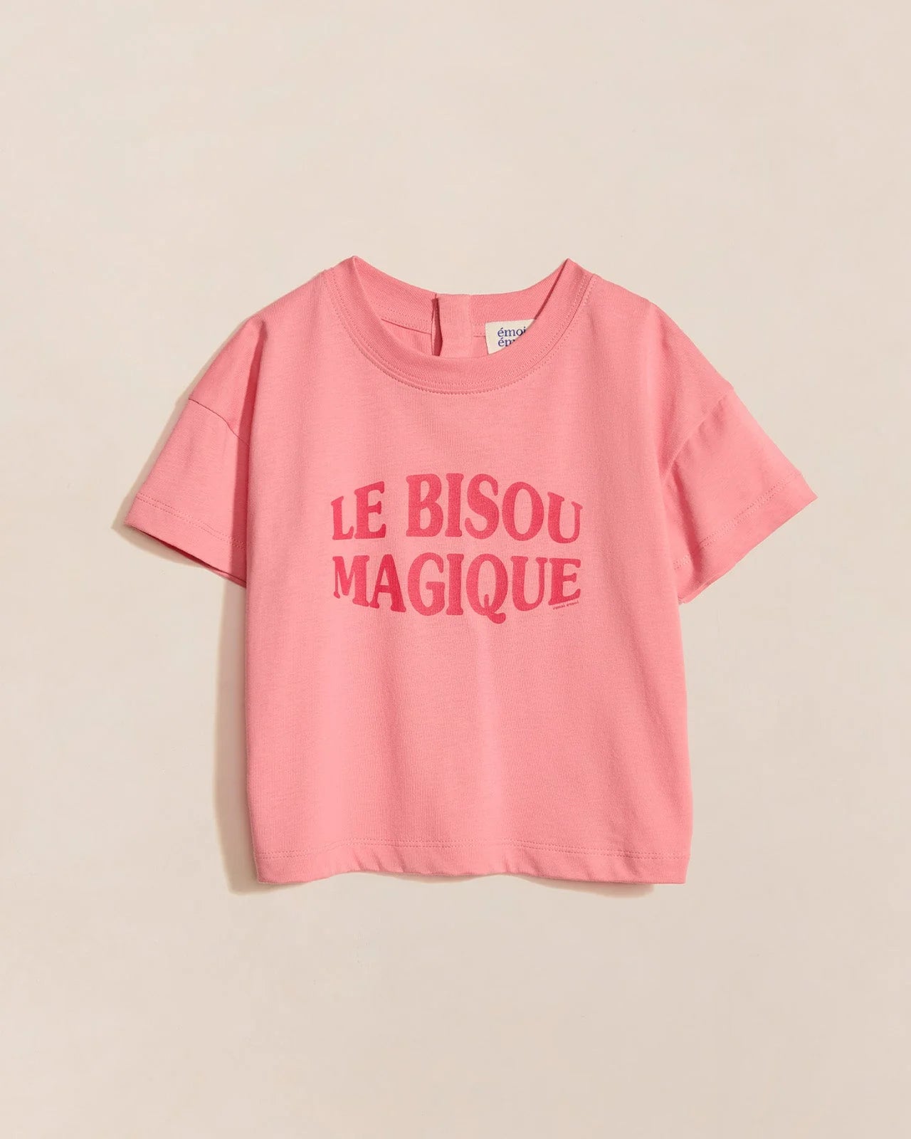 T-shirt Le bisou magique enfant en coton bio - framboise — 12 mois