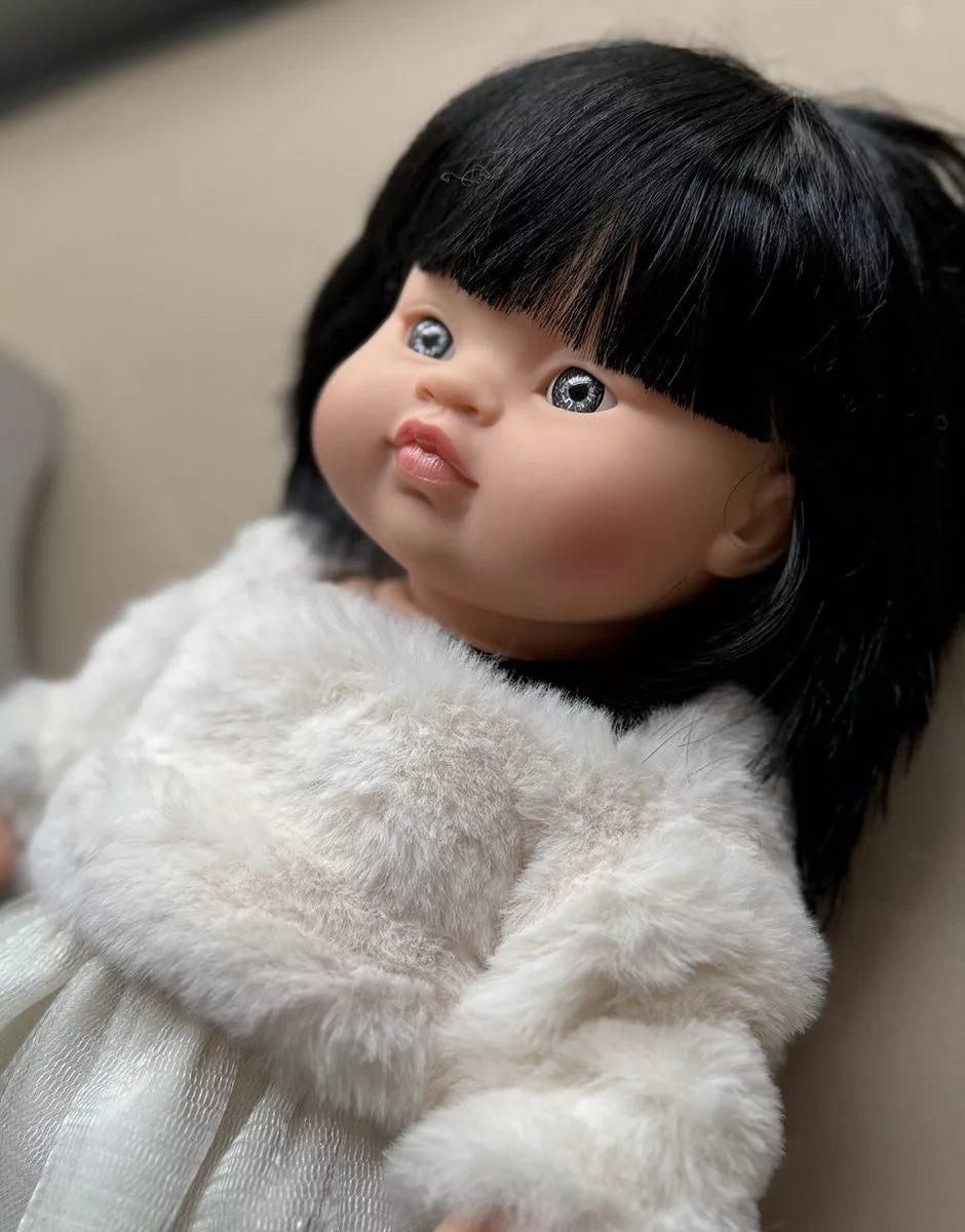 Gondi : Ensemble Kaya avec pull en fausse fourrure écru et son tutu blanc 2