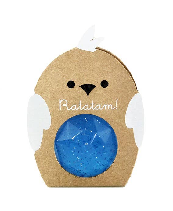 Balle rebondissante oiseau à paillettes bleu 4,2cm