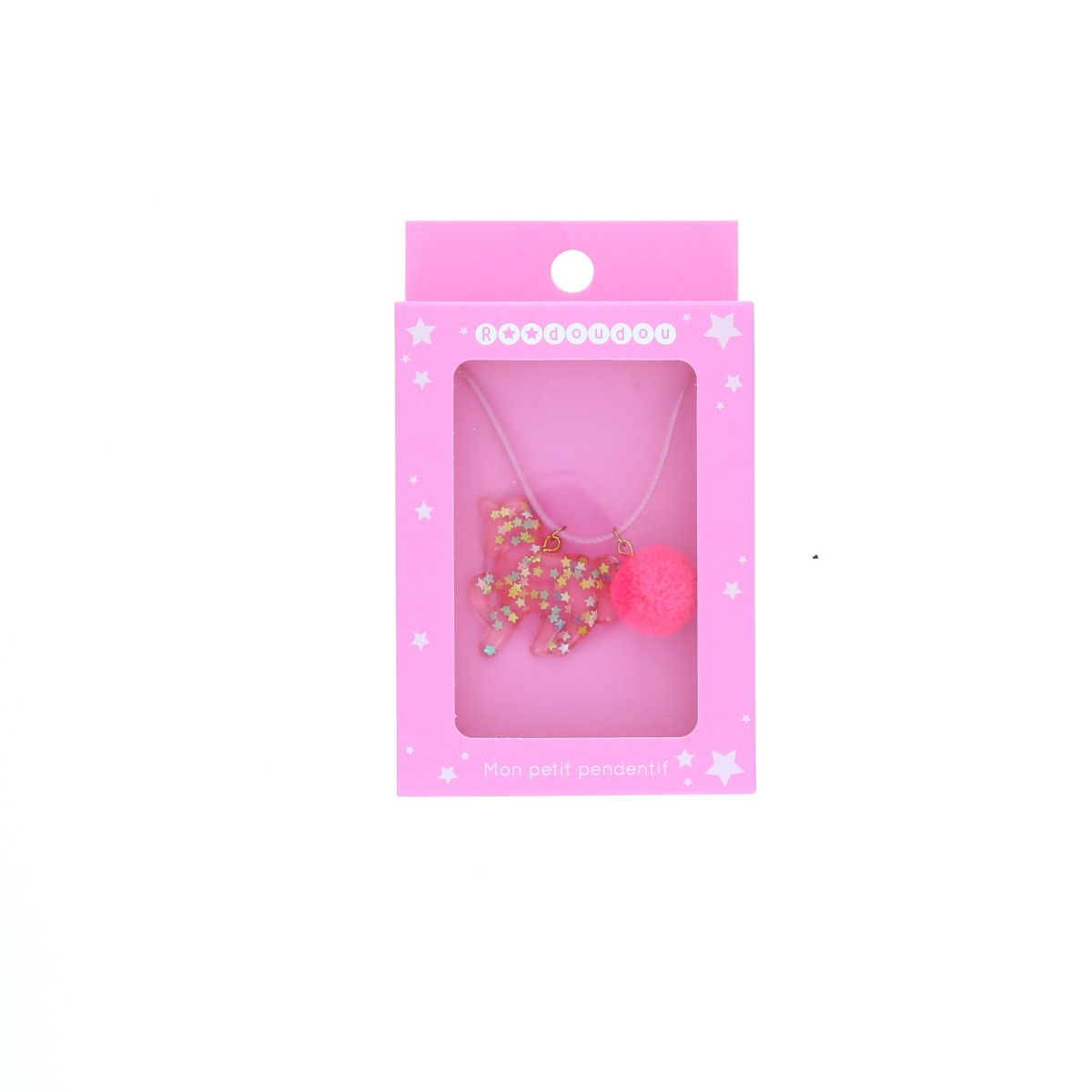 Collier licorne à pompon rose