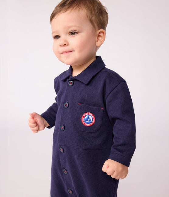 Combinaison longue bébé en coton uni, style pompiste 3