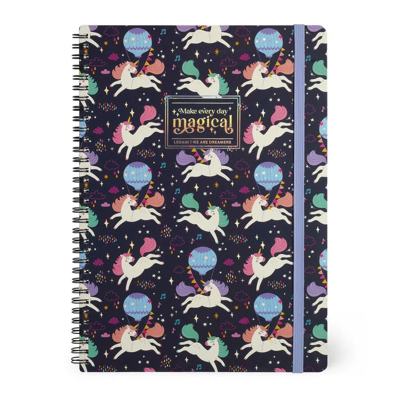 Cahier ligné à spirale A4 — licorne