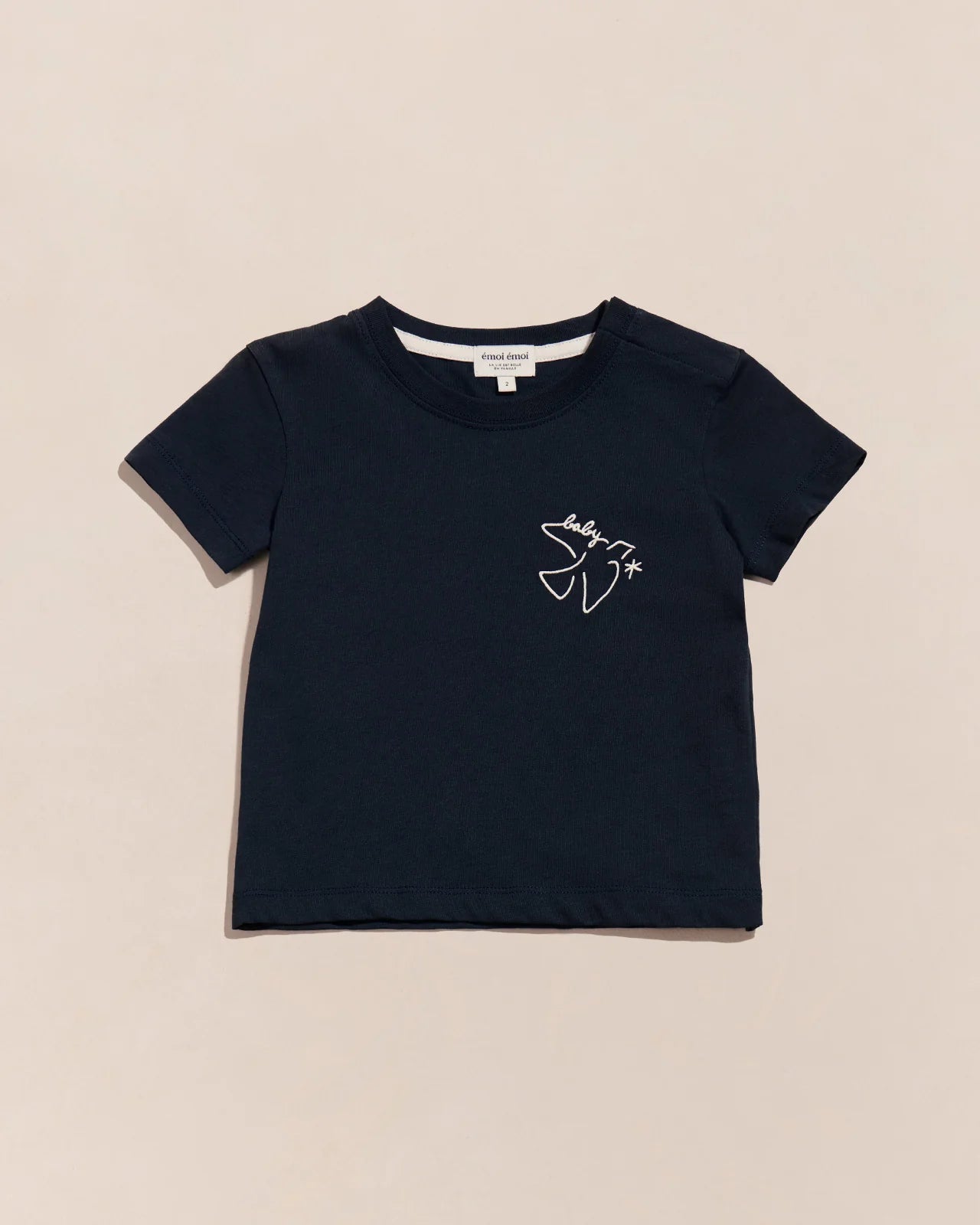 LE T-SHIRT BRODÉ BABY BIRD EN COTON BIO - CHARBON — 12 mois