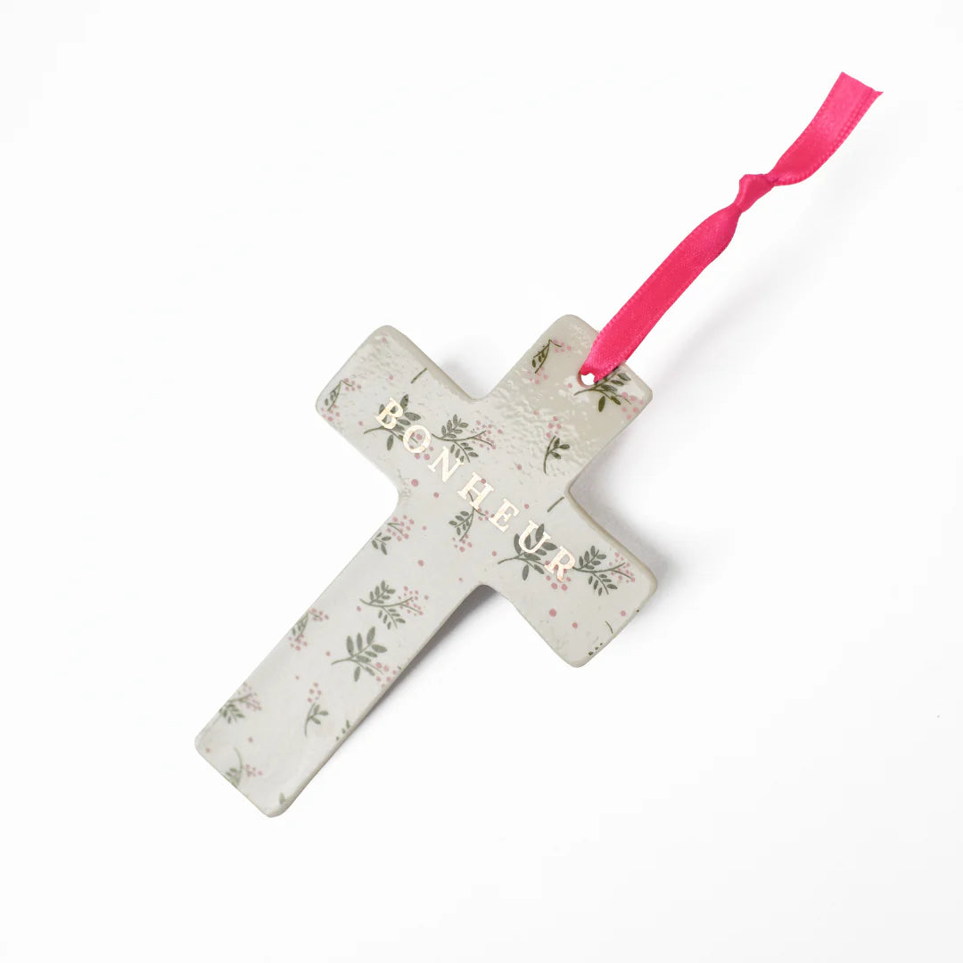 Croix murale Pink Berry Bonheur
