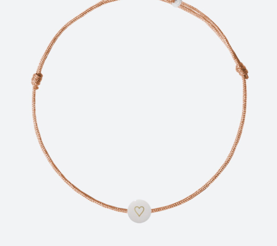 Bracelet précieux céramique femme : coeur — Bois de rose