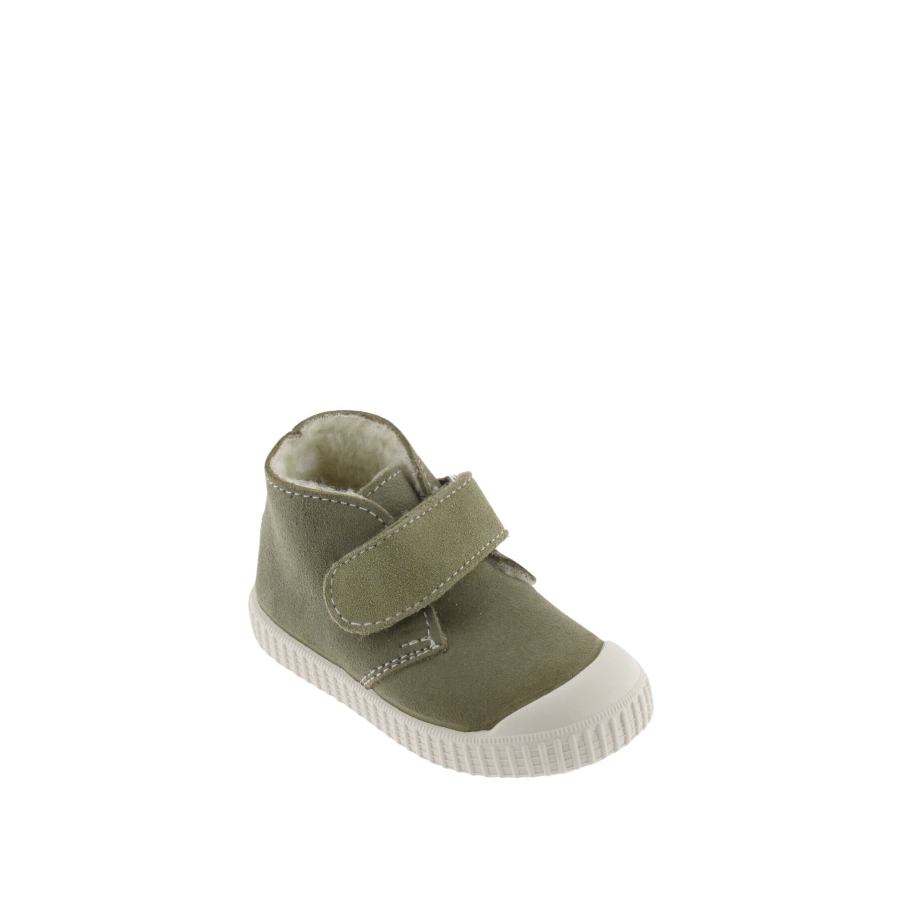 Victoria : chaussures montantes Safari fourrées à scratch en daim kaki — 22