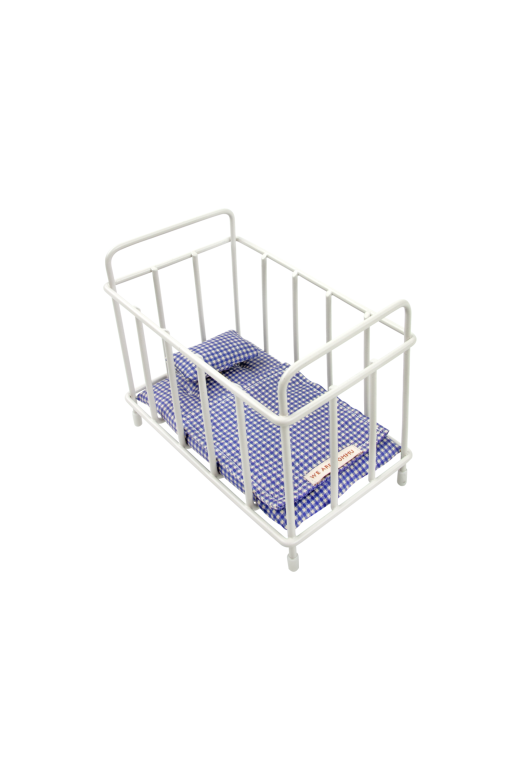 Lit vichy bleu pour bébé Gommu pocket 2