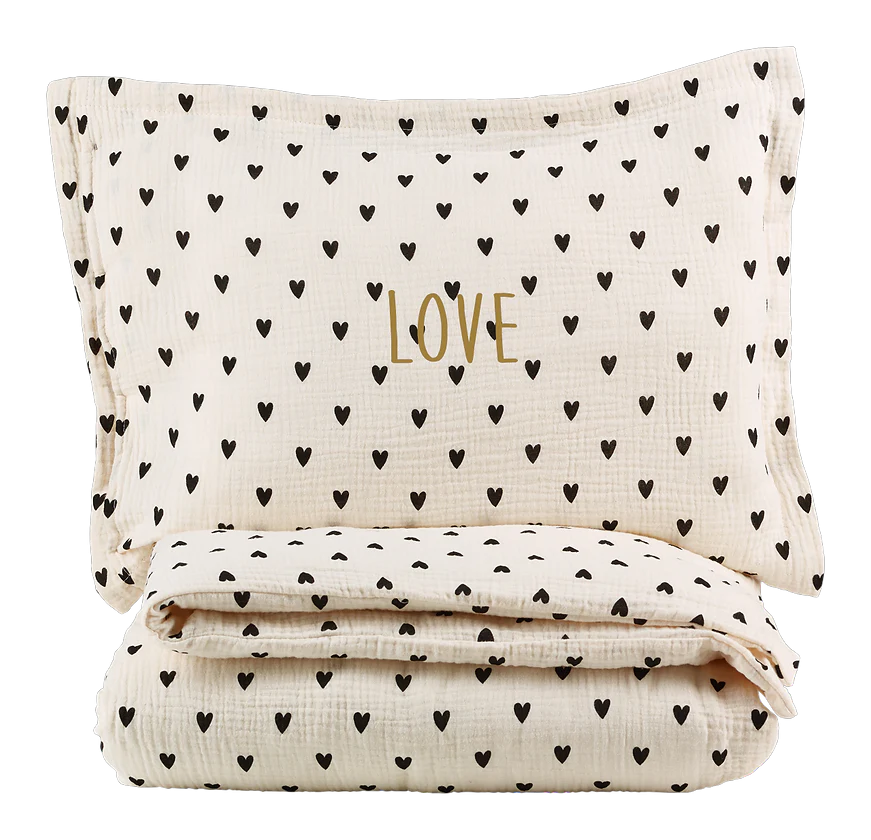 Parure de couette petits coeurs  80x120 avec taie 2